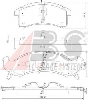 A.B.S. 38505 Комплект гальмівних колодок, дискове гальмо