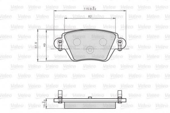 VALEO 872557 Комплект гальмівних колодок, дискове гальмо