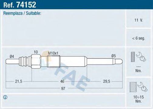 FAE 74152 Свічка розжарювання