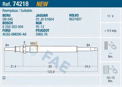 FAE 74218 Свічка розжарювання