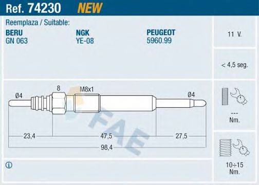 FAE 74230 Свічка розжарювання