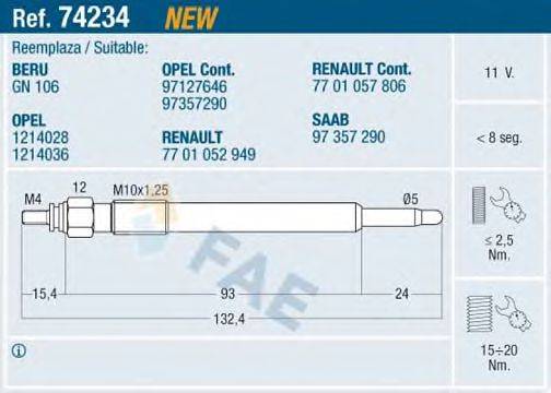 FAE 74234 Свічка розжарювання