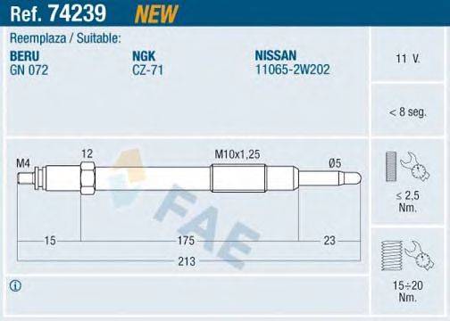 FAE 74239 Свічка розжарювання