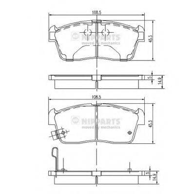 NIPPARTS J3608021 Комплект гальмівних колодок, дискове гальмо