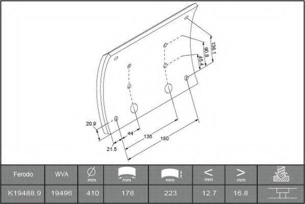 ABEX B2097927 Комплект гальмівних черевиків, барабанні гальма