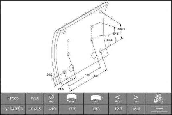 ABEX B2203927 Комплект гальмівних черевиків, барабанні гальма