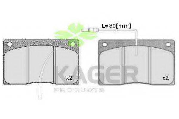 KAGER 350416 Комплект гальмівних колодок, дискове гальмо