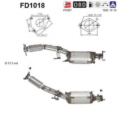 AS FD1018 Саджовий/частковий фільтр, система вихлопу ОГ