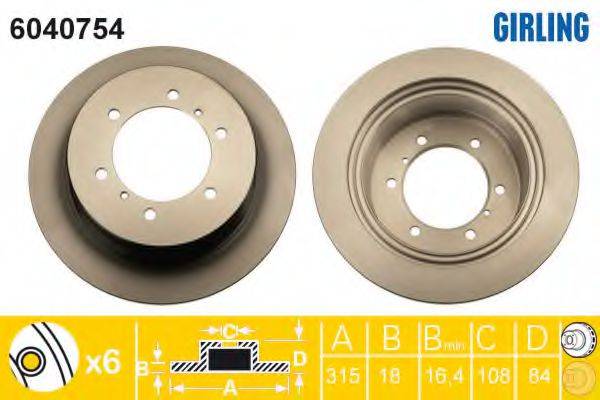 GIRLING 6040754 гальмівний диск