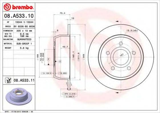 BRECO BS6036 гальмівний диск