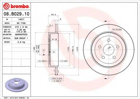 BRECO BS7768 гальмівний диск