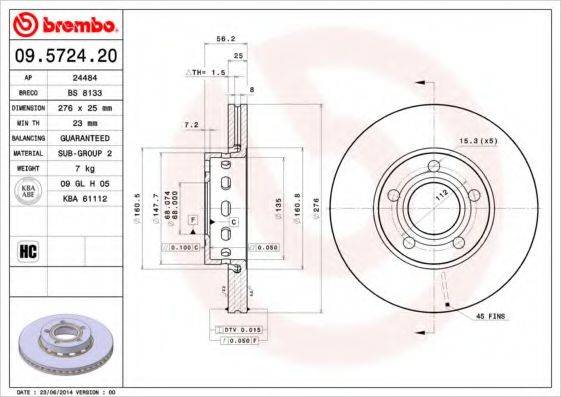 BRECO BS8133 гальмівний диск