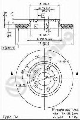 BRECO BS8254 гальмівний диск