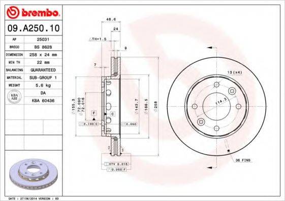 BRECO BS8628 гальмівний диск