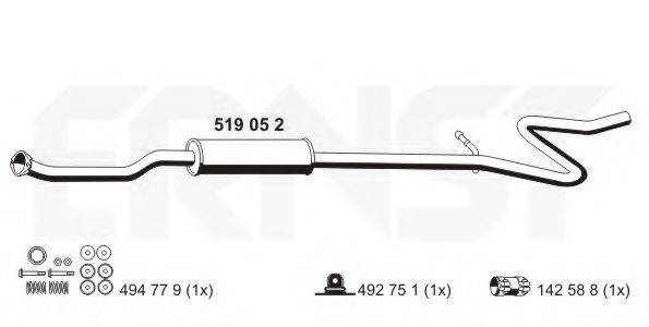 ERNST 519052 Середній глушник вихлопних газів