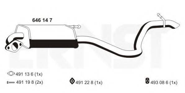 ERNST 646147 Глушник вихлопних газів кінцевий