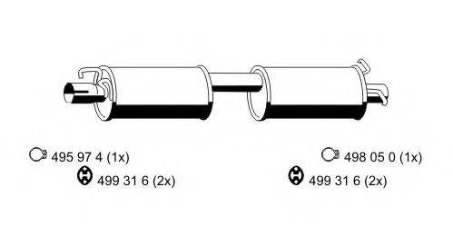 ERNST 331050 Середній глушник вихлопних газів