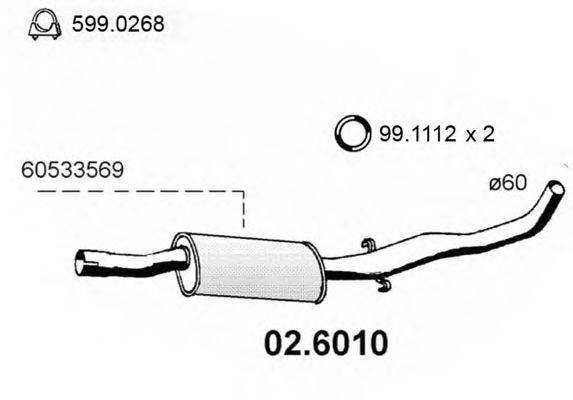 ASSO 026010 Середній глушник вихлопних газів