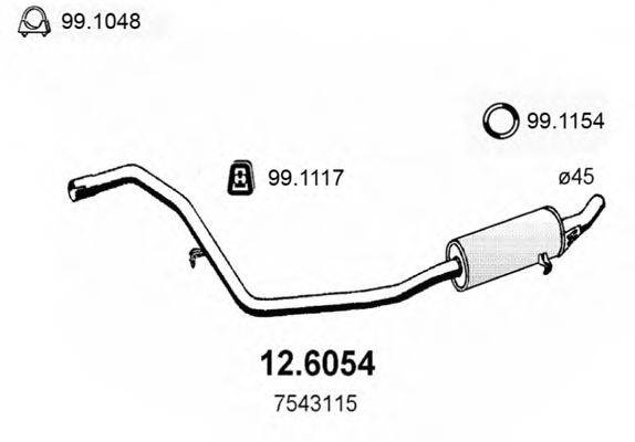 ASSO 126054 Середній глушник вихлопних газів