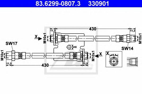 ATE 83629908073 Гальмівний шланг