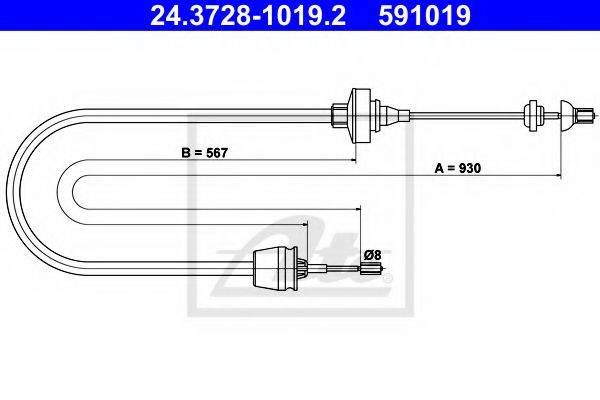 ATE 24372810192 Трос, управління зчепленням
