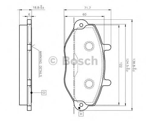 BOSCH 0986TB2020 Комплект гальмівних колодок, дискове гальмо