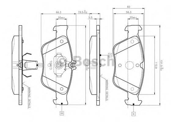 BOSCH 0986TB2033 Комплект гальмівних колодок, дискове гальмо