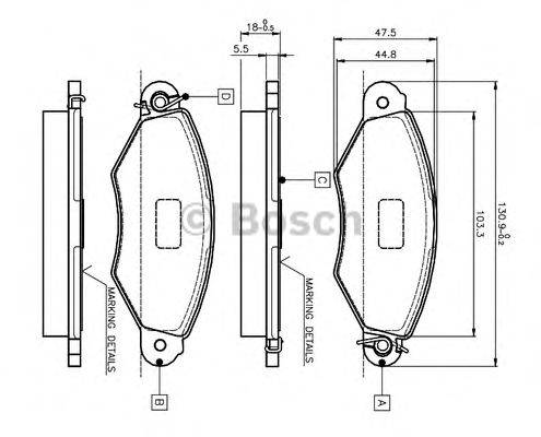 BOSCH 0986TB2043 Комплект гальмівних колодок, дискове гальмо