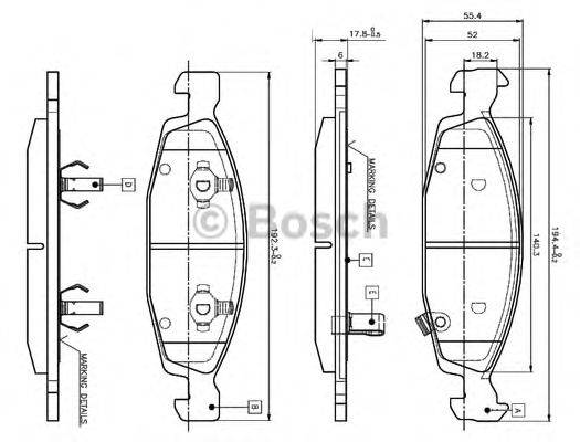 BOSCH 0986TB2801 Комплект гальмівних колодок, дискове гальмо