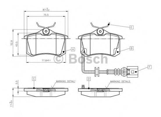 BOSCH 0986TB2141 Комплект гальмівних колодок, дискове гальмо