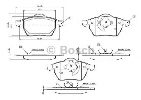 BOSCH 0986TB2212 Комплект гальмівних колодок, дискове гальмо