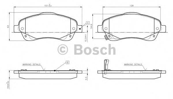 BOSCH 0986TB2463 Комплект гальмівних колодок, дискове гальмо