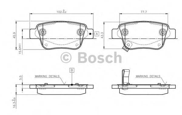 BOSCH 0986TB2464 Комплект гальмівних колодок, дискове гальмо