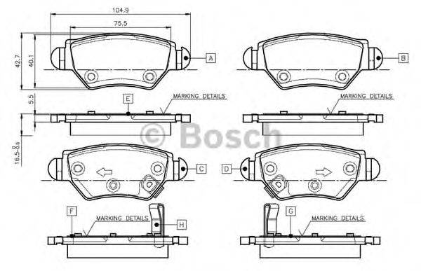 BOSCH 0986TB2777 Комплект гальмівних колодок, дискове гальмо