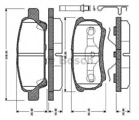 BOSCH 0986TB2866 Комплект гальмівних колодок, дискове гальмо