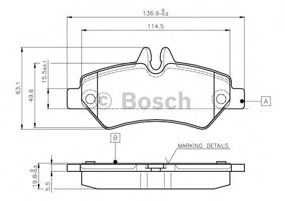 BOSCH 0986TB2981 Комплект гальмівних колодок, дискове гальмо