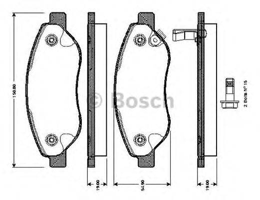 BOSCH 0986TB3055 Комплект гальмівних колодок, дискове гальмо