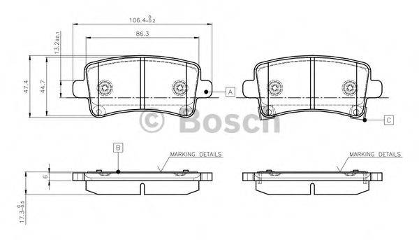 BOSCH 0986TB3106 Комплект гальмівних колодок, дискове гальмо