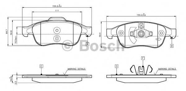 BOSCH 0986TB3116 Комплект гальмівних колодок, дискове гальмо