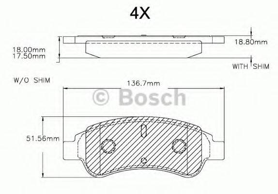 BOSCH F03A150025 Комплект гальмівних колодок, дискове гальмо