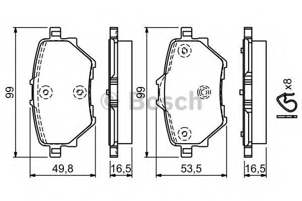 BOSCH 0986494716 Комплект гальмівних колодок, дискове гальмо