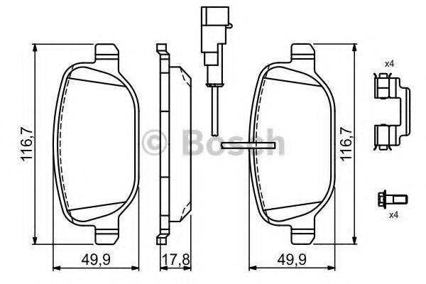 BOSCH 0986494717 Комплект гальмівних колодок, дискове гальмо