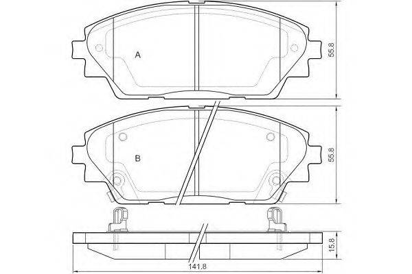 E.T.F. 121556 Комплект гальмівних колодок, дискове гальмо