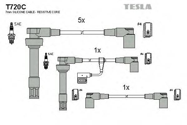 TESLA T720C Комплект дротів запалювання