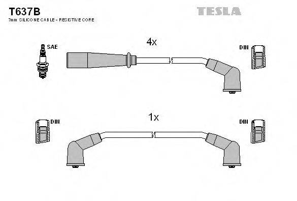 TESLA T637B Комплект дротів запалювання