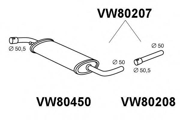 VENEPORTE VW80207 Середній глушник вихлопних газів