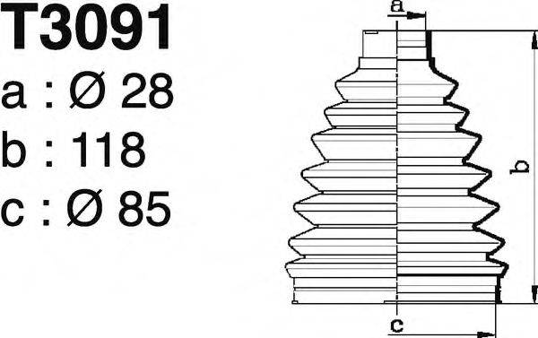 DEPA T3091 Комплект пильника, приводний вал