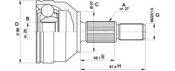 OPEN PARTS CVJ520210 Шарнірний комплект, приводний вал