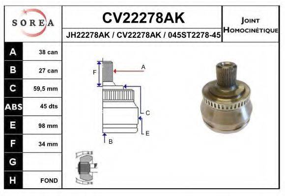 EAI CV22278AK Шарнірний комплект, приводний вал