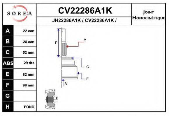 EAI CV22286A1K Шарнірний комплект, приводний вал